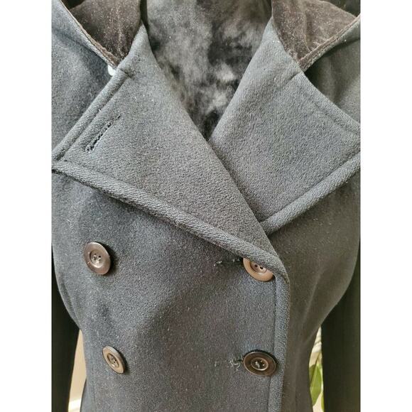 Vintage Stephanie Mathews Women Black 100% Wool Long Sleeve Button Front Coat 12 - Picture 2 of 12